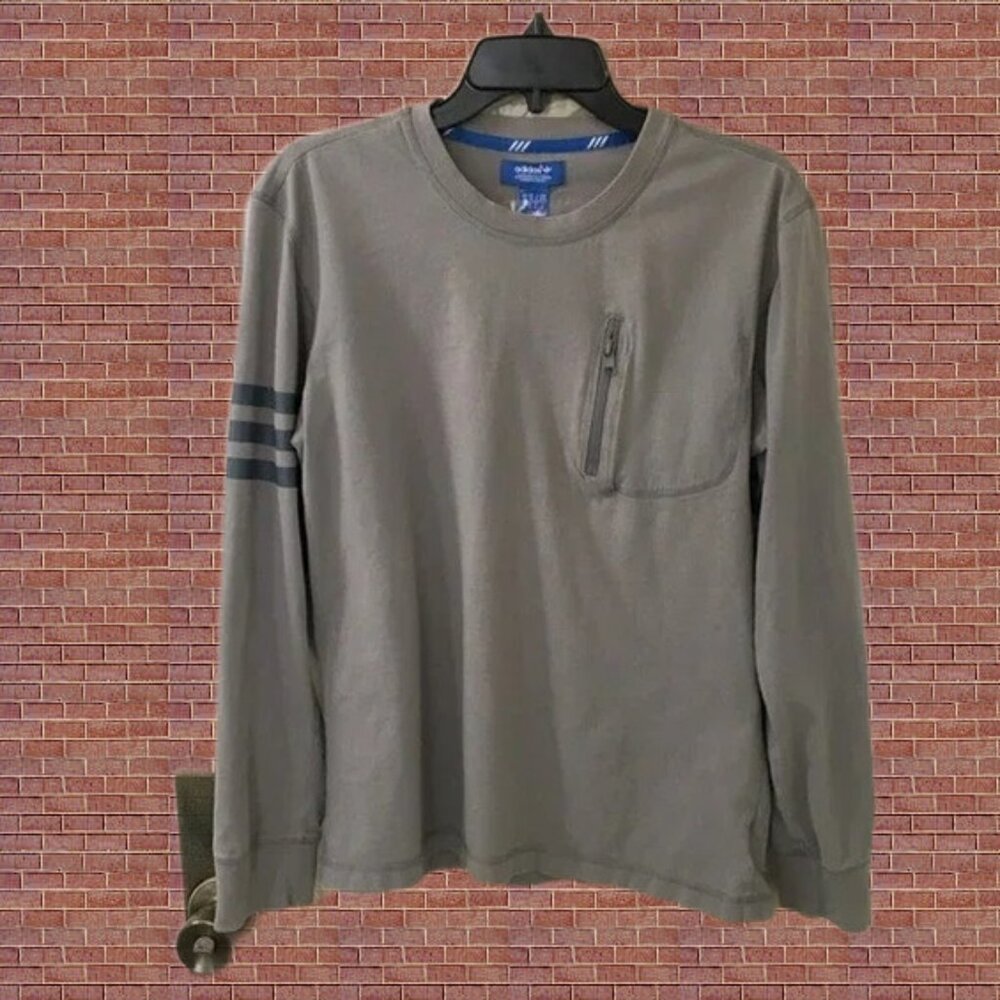 ADIDAS 3 Stripes Men's Long Sleeve Gray Sweatshirt- Size M